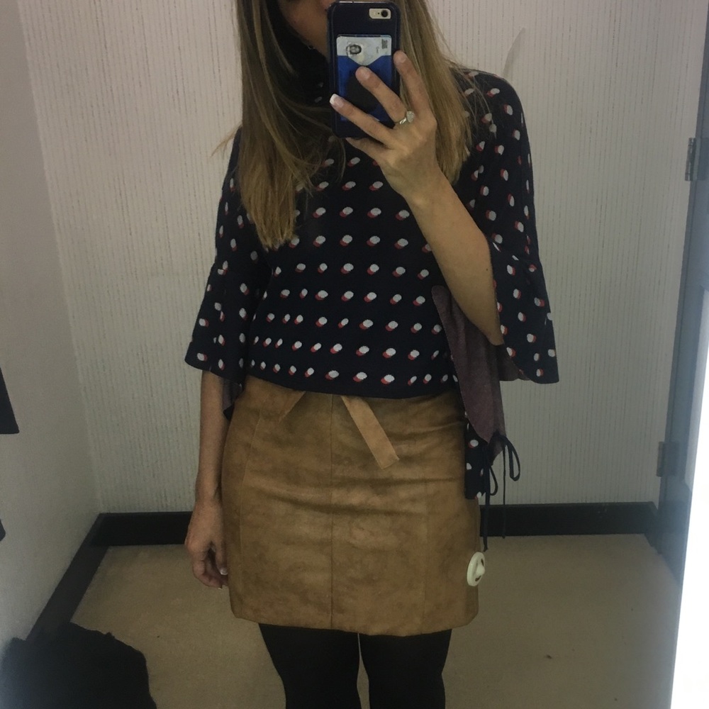 Faux leather tan skirt